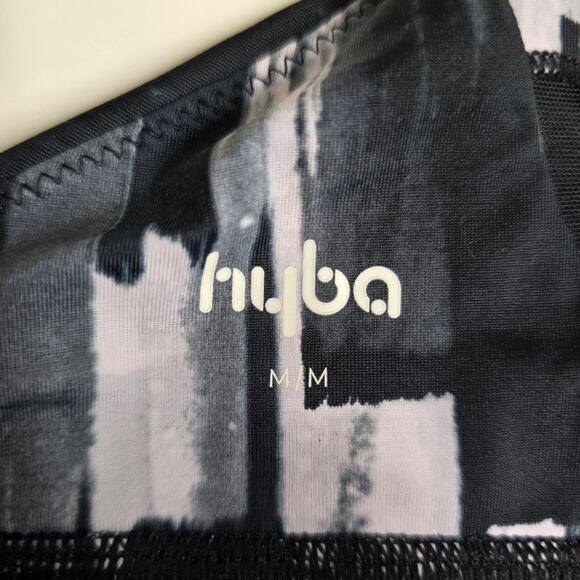 Hyba Black White Gray Sports Bra with Mesh Accents size Medium - Picture 11 of 11